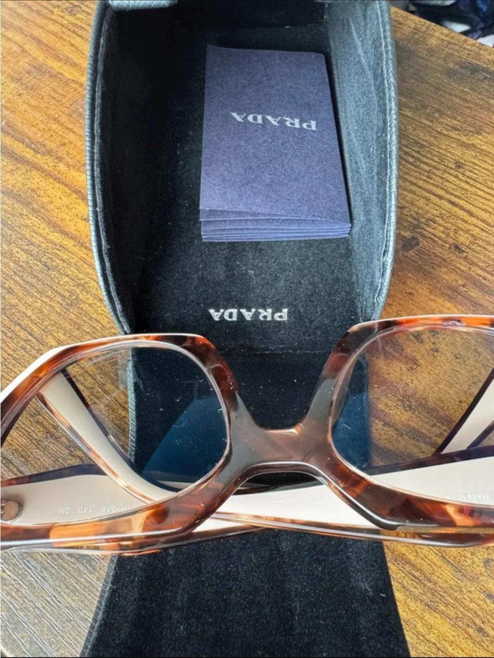 Prada Women’s Tortoiseshell Frame with Pink Temples Sunglasses
